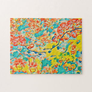Puzzle Floral Abstrait de fleurs de cerisiers de printemp