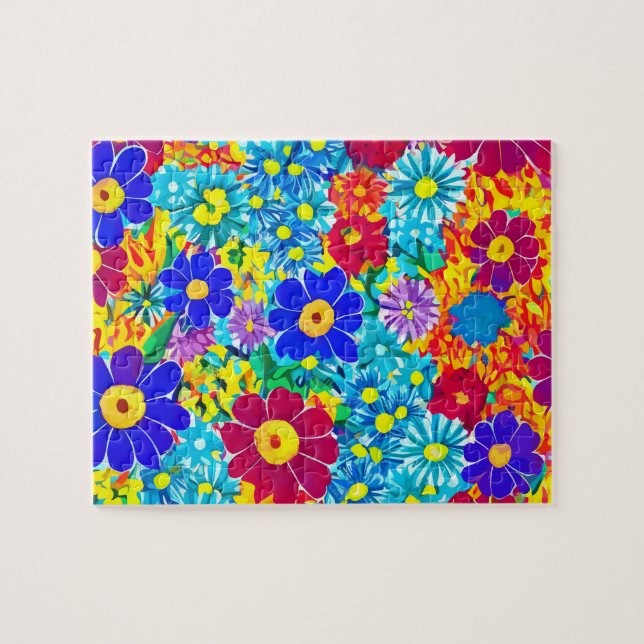 Puzzle Floral aux fleurs colorées (Horizontal)