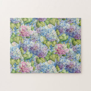Puzzle Floral Blue Hydrangea Pattern
