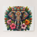 Puzzle Floral Boho Elephant<br><div class="desc">Floral Boho Elephant
Art/illustration
colorful
customizable</div>