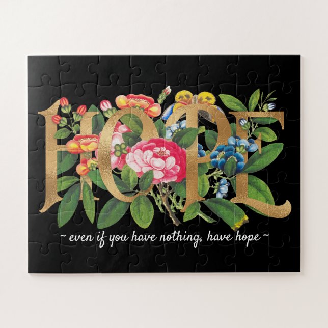 Puzzle Floral Botanique Black Hope Gold Foil Élégant (Horizontal)