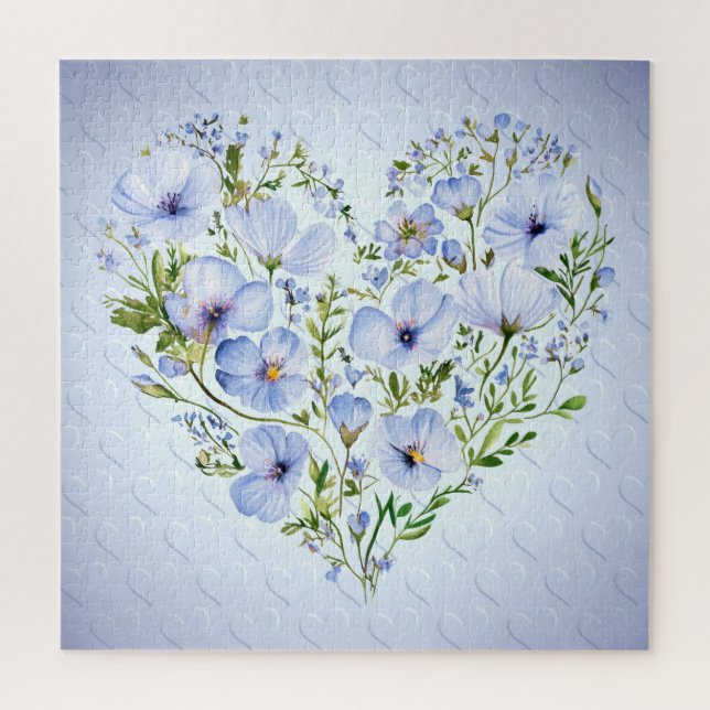 Puzzle floral Coeur bleu (Vertical)