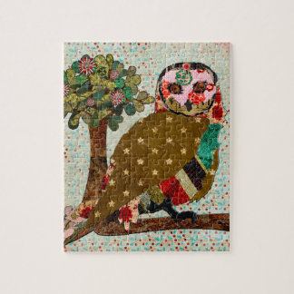 Puzzle floral de hibou rose