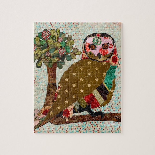 Puzzle floral de hibou rose (Vertical)