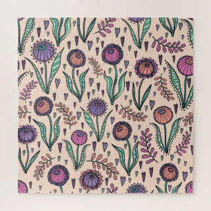 Puzzle Floral des années 60 rétro : Motif de décoration