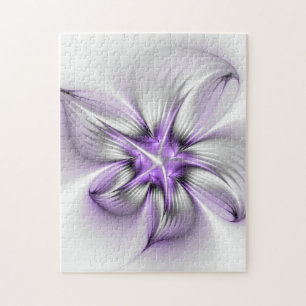 Puzzle Floral Elegance Modern Abstract Violet Fractal Art