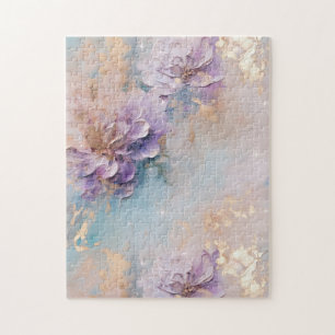 Puzzle Floral féminin violet bleu et or