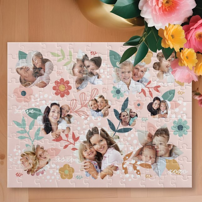 Puzzle Floral Garden Flower Family Photo Frame Collage (Floral Garden Flower Family Photo Frame Collage Jigsaw Puzzle)
