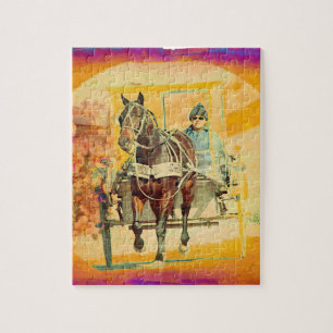 Puzzle Floral Grunge Amish Horse and Buggy