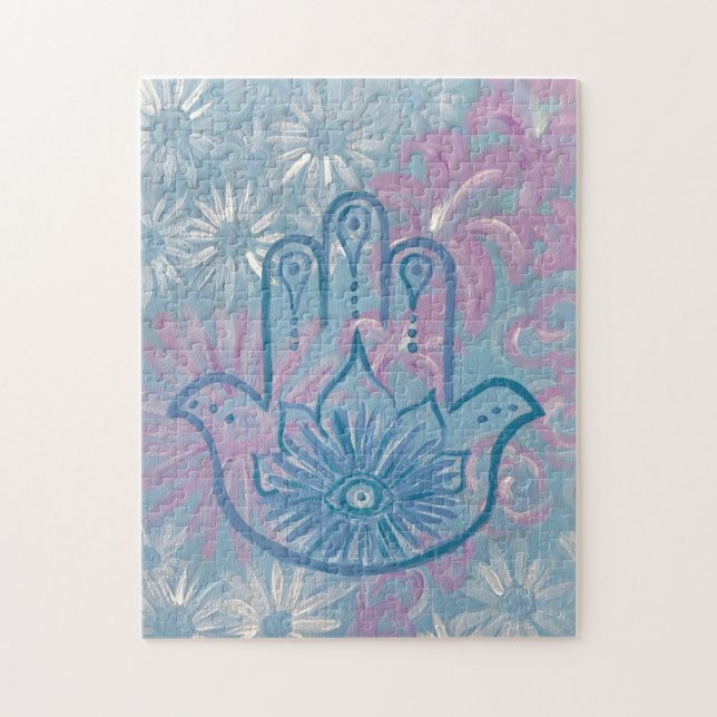 Puzzle Floral Hamsa (Vertical)