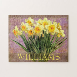 Puzzle Floral Jaune Daffodil Fleurs de printemps Monogram