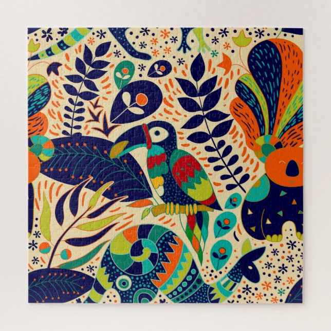 Puzzle Floral Jaune : Papier peint Tropical (Vertical)