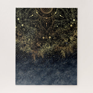 Puzzle Floral Mandala or bleu