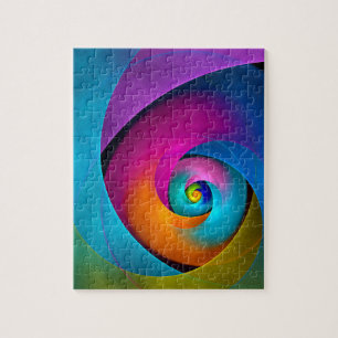 Puzzle Floral moderne Art Abstrait rose Bleu Motif #17