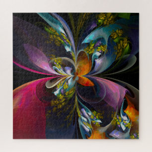 Puzzle Floral moderne Art Abstrait Rouge Bleu Motif #13