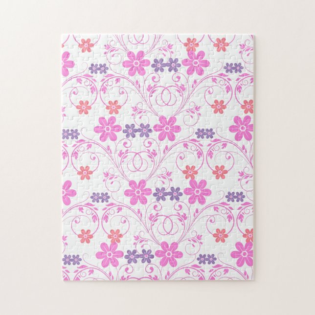 Puzzle Floral moderne violet rose (Vertical)