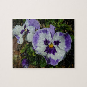 Puzzle Floral Purple and White Pansies