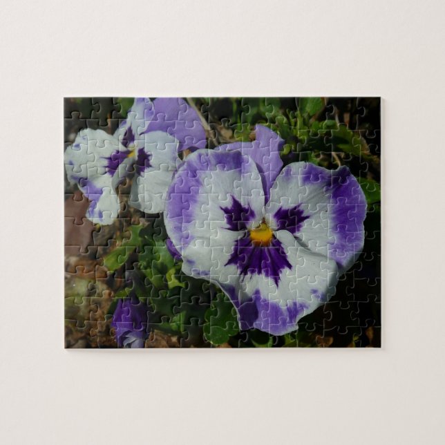 Puzzle Floral Purple and White Pansies (Horizontal)