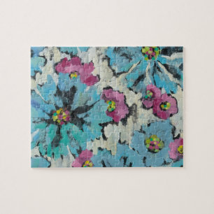Puzzle Floral rose et bleu graphique