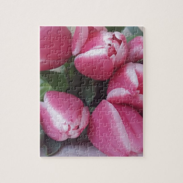 Puzzle Floral Spring Bouquet of Pink Tulips, Flowers (Vertical)