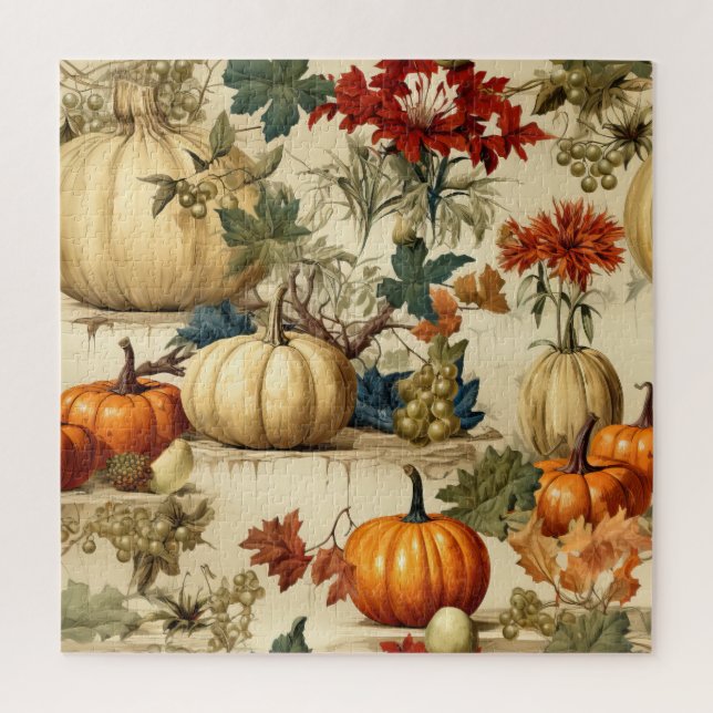 Puzzle Floral Thanksgiving Motif Vintage (10) (Vertical)