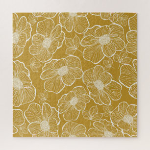 Puzzle Florale d'or monochrome : Abstrait sans fil