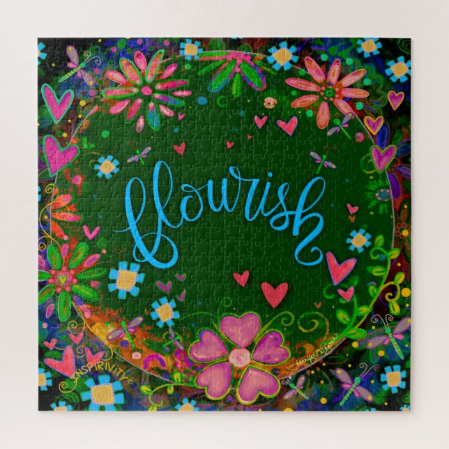 Puzzle Flore Coeurs Fleurs Amusants Inspirivité (Vertical)