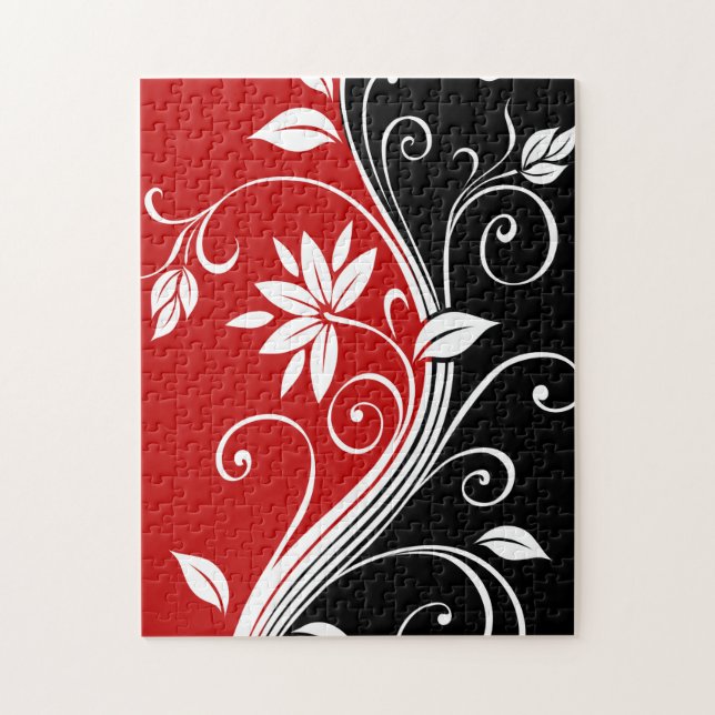 Puzzle Flore rouge blanc et noire (Vertical)
