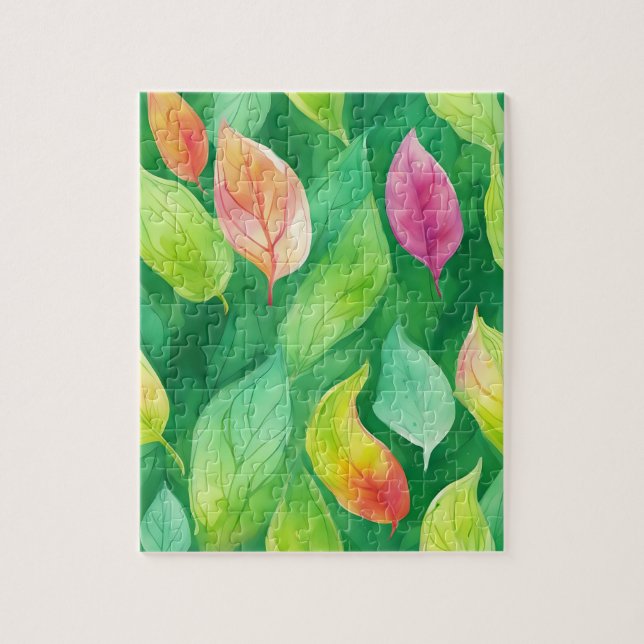Puzzle Flore Verte Avec Feuilles D'Automne (Vertical)