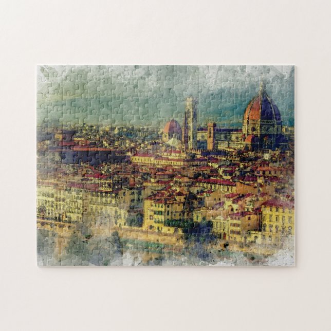 Puzzle Florence dome italie aquarelle méditerranéenne (Horizontal)
