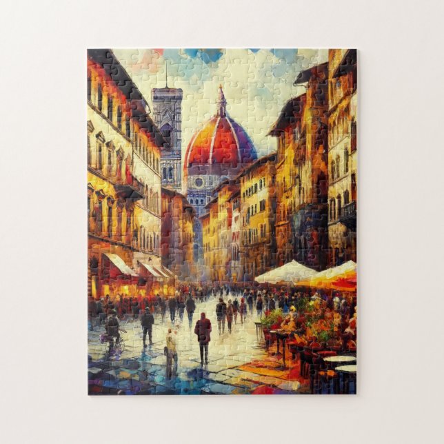 Puzzle Florence, Italie Rue avec Duomo Peinture (Vertical)