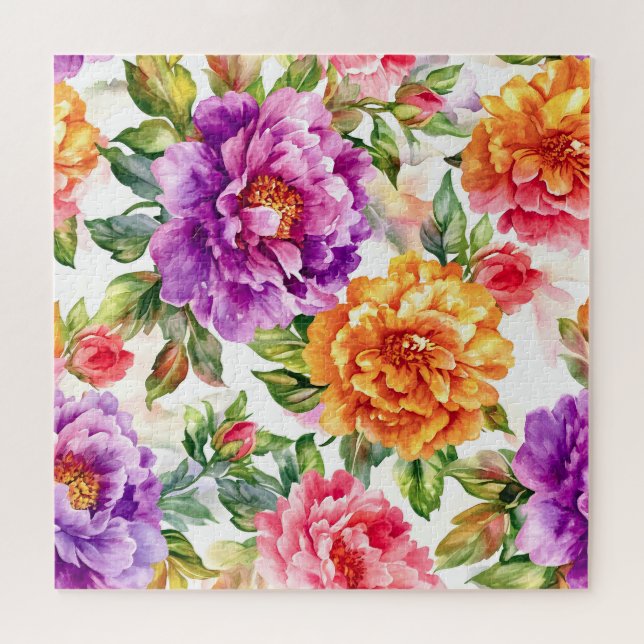 Puzzle Flores d'aquarelle à fleurs vintages (Horizontal)