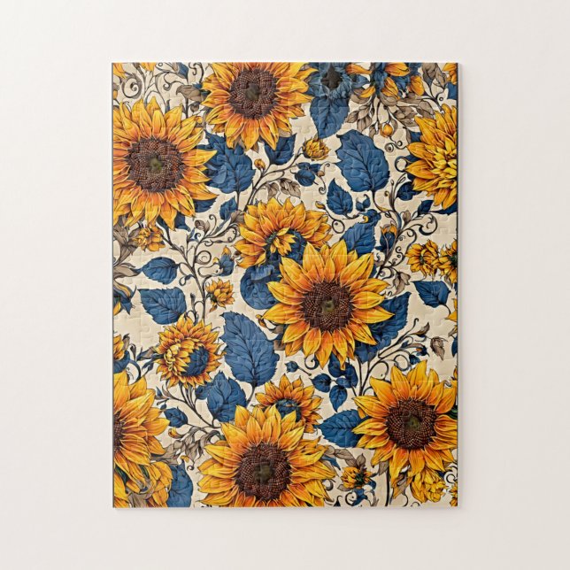 Puzzle Flores dorées : Artwork Motif de tournesols (Vertical)