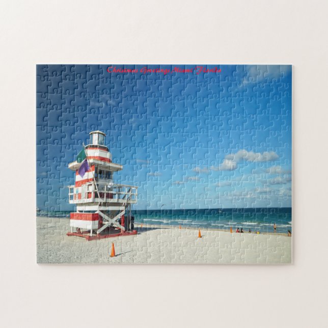 Puzzle Florida Miami Beach. Christmas Greetings (Horizontal)