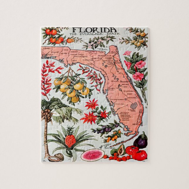 Puzzle Floride - Carte de l'État des Everglade (Vertical)