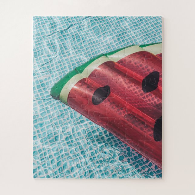 Puzzle Flotte de pastèque dans la piscine (Vertical)