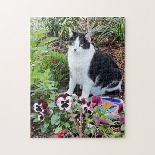 Puzzle Flower Child ! Cute Chat dans le jardin