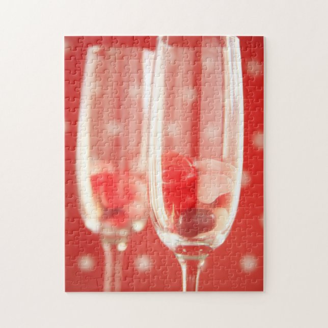 Puzzle Flûtes à vin avec bonbons cardiaques (Vertical)