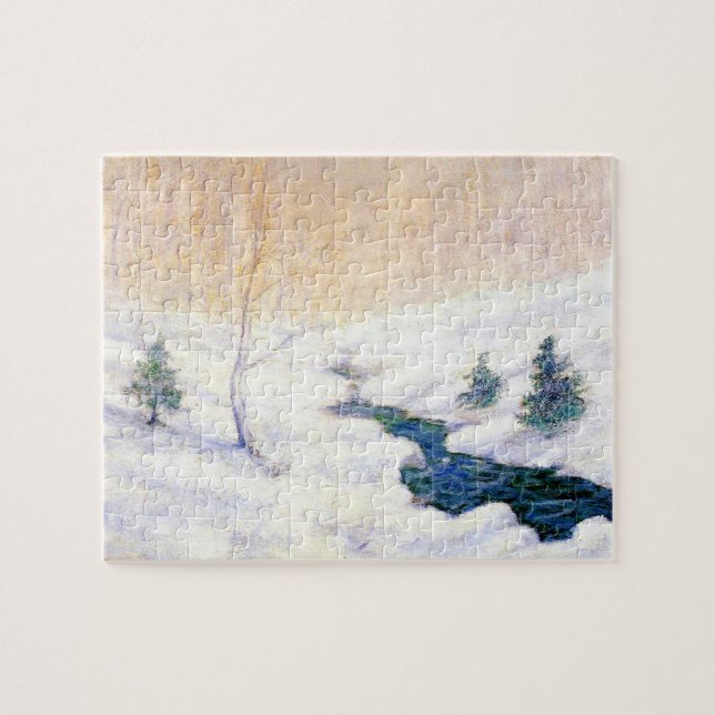 Puzzle Flux dans un paysage hivernal enneigé (Art de Noël (Horizontal)