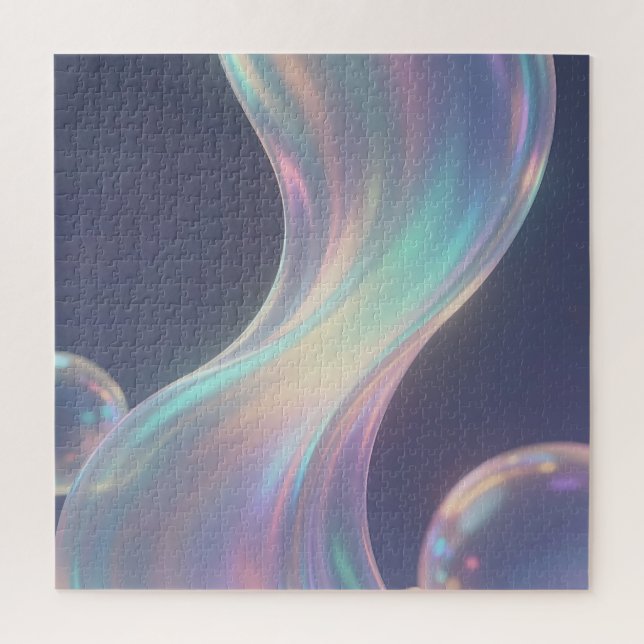 Puzzle Flux de bulles abstrait iridescent (Vertical)