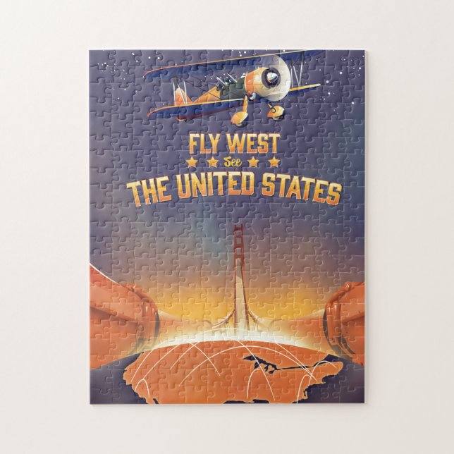Puzzle Fly West Voir les États-Unis. (Vertical)
