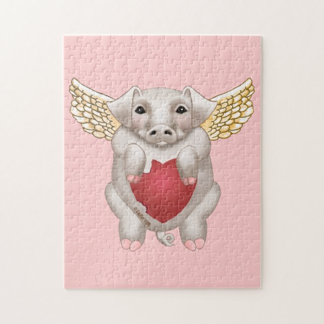 Puzzle Flying Pig Love (Vertical)