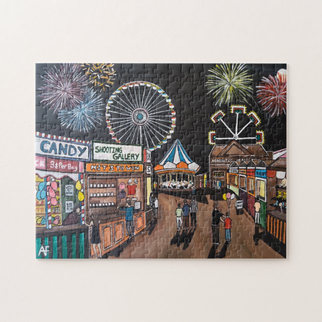 Puzzle Foire de nuit peinture par Alfred Fox (Horizontal)