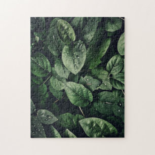 Puzzle Foliage de feuilles de jungle vertes profondes