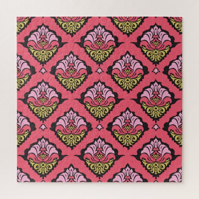 Puzzle Fond d'écran couleur bleu Oriental Damask Floral (Vertical)