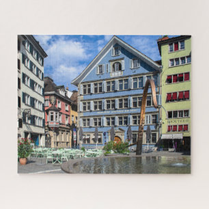 Puzzle Fontaine de Zurich et Restaurants City Jigsaw Puzz