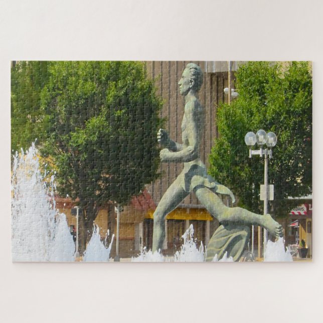 Puzzle Fontaine d'eau Coureur olympique Saint Louis (Horizontal)