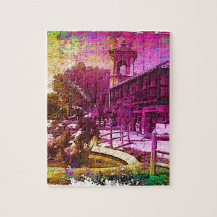 Puzzle Fontaine vintage Neptune Grunge colorée