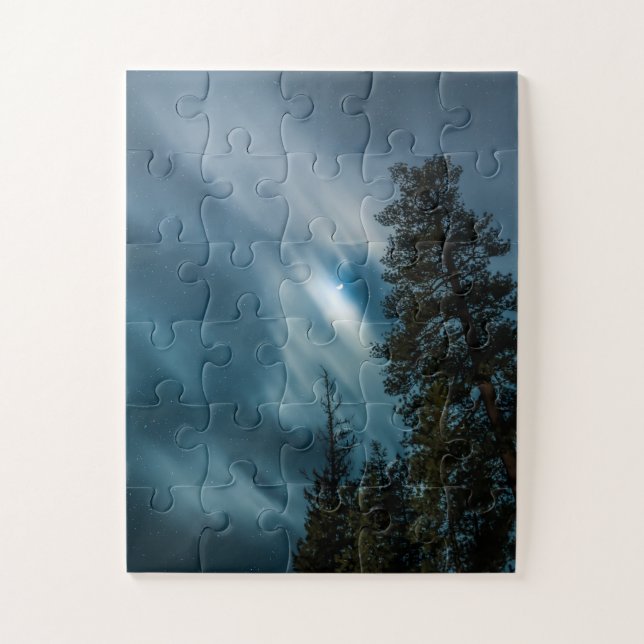 Puzzle Forest in Moonlight Night Sky (Vertical)