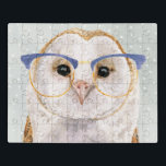 Puzzle Forester à quatre roues | Wise Owl<br><div class="desc">Cette impression d'aquarelle est composée d'une chouette portant des lunettes bleues vintages | Par Victoria Borges</div>
